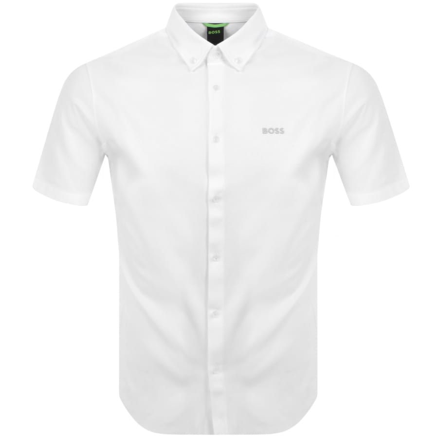 Hugo boss short sleeve white shirt discount